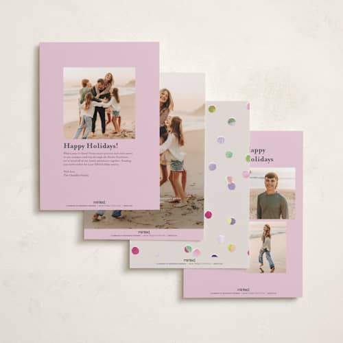 This is a cream new year photo cards with standard by Anastasia Makarova called our new era printing on recycled smooth signature in standard
