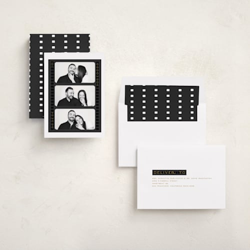 This is a noir new year photo cards with standard by Christie Garcia called vintage film printing on recycled smooth signature in standard