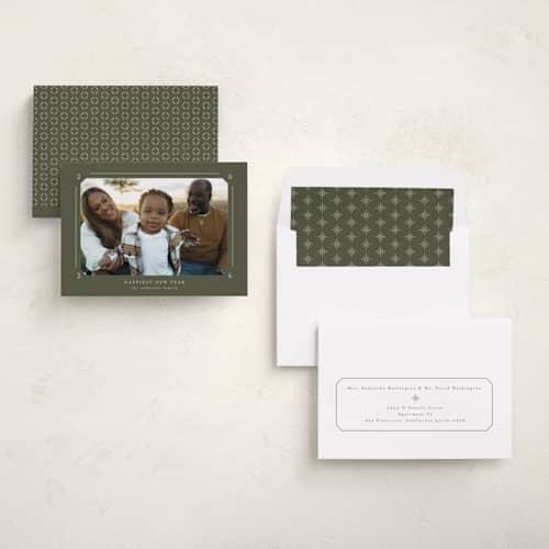 This is a fern new year photo cards with standard by Claudia Orengo called photo album printing on recycled smooth signature in standard