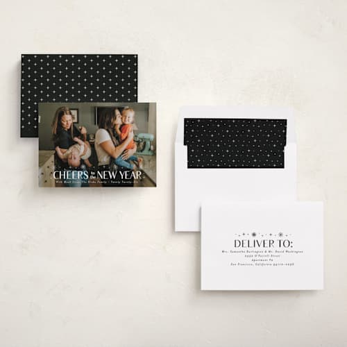 This is a alabaster new year photo cards with standard by Susan Asbill called effervescent printing on recycled smooth signature in standard