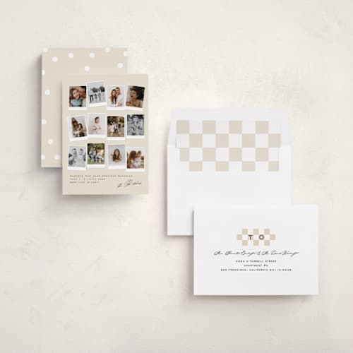 This is a pudding new year photo cards with standard by Creo Study called snapshots printing on recycled smooth signature in standard