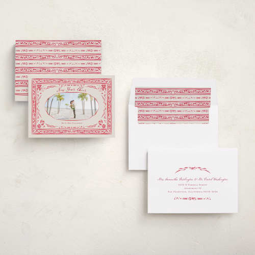 This is a peppermint new year photo cards with standard by Lucrecia Caporale called cheerful frame printing on recycled smooth signature in standard