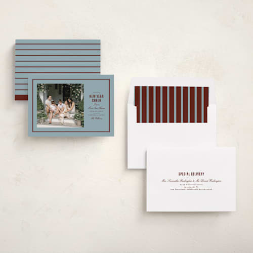 This is a frost new year photo cards with standard by Ana de Sousa called new foundations printing on recycled smooth signature in standard