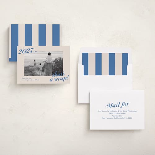 This is a lake new year photo cards with standard by Megan Davis called wrapped up printing on recycled smooth signature in standard