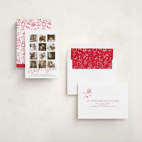This is a holly berry new year photo cards with standard by Erika Firm called what a twelve months (year!) printing on recycled smooth signature in standard