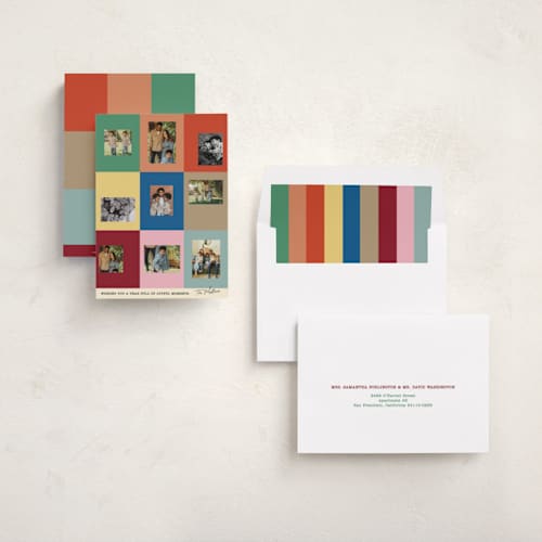 This is a confetti new year photo cards with standard by Pati Cascino called joyful moments printing on recycled smooth signature in standard
