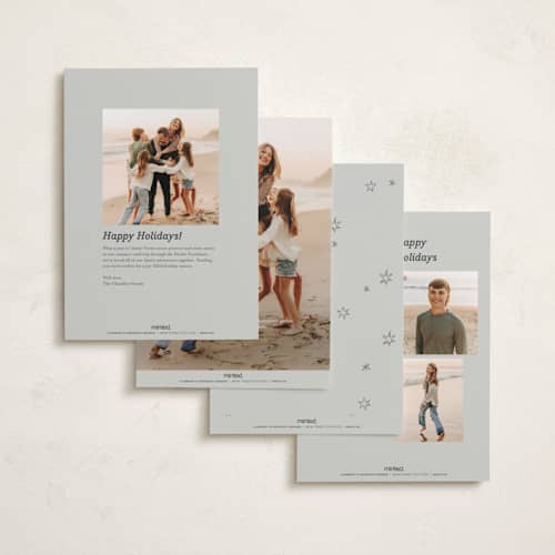 This is a ivory new year photo cards with standard by Cass Loh called scattered joy printing on recycled smooth signature in standard