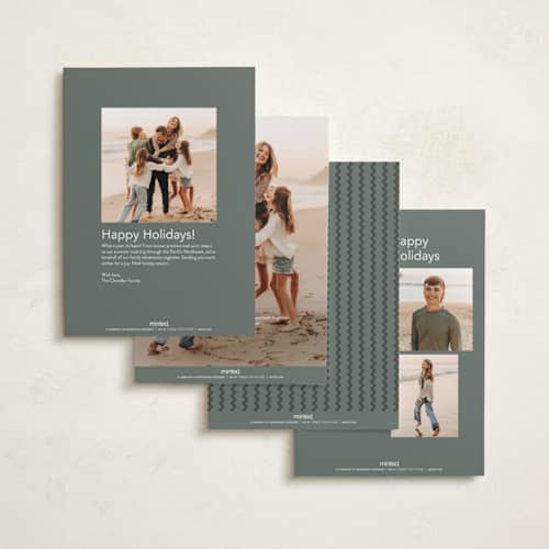 This is a seaglass new year photo cards with standard by Robert and Stella called pretty please printing on recycled smooth signature in standard