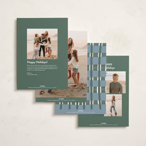 This is a juniper new year photo cards with standard by Cindy Reynolds called painted stripes printing on recycled smooth signature in standard