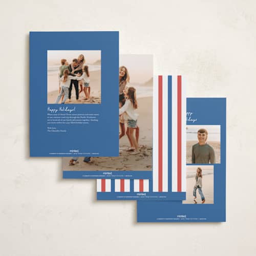 This is a azure new year photo cards with standard by Megan Davis called adios printing on recycled smooth signature in standard