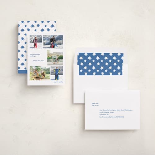 This is a winter new year photo cards with standard by Megan Davis called forgot printing on recycled smooth signature in standard