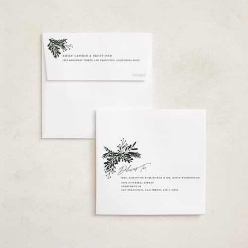 This is a winter night holiday card ornaments with standard by Design Lotus called christmas time is here printing on recycled smooth signature in ornament