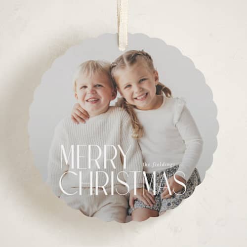 This is a snowflake holiday card ornaments with standard by Jessica Williams called wintertide printing on recycled smooth signature in ornament
