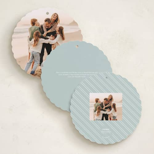 This is a snowflake holiday card ornaments with standard by Jessica Williams called wintertide printing on recycled smooth signature in ornament