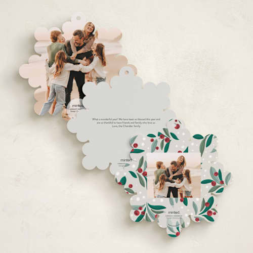 This is a wreath holiday card ornaments with standard by Yuliya Evseeva called winter wreath printing on signature in ornament