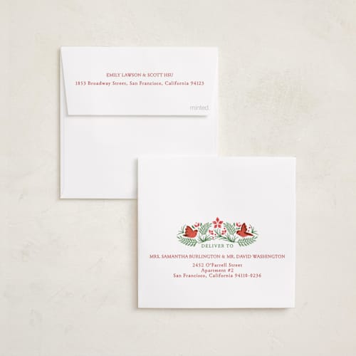 This is a robin holiday card ornaments with standard by Paper Sun Studio called a little more merry printing on recycled smooth signature in ornament