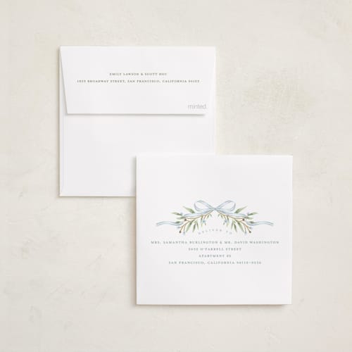 This is a frost holiday card ornaments with standard by Susan Zinader called first christmas wreath printing on recycled smooth signature in ornament