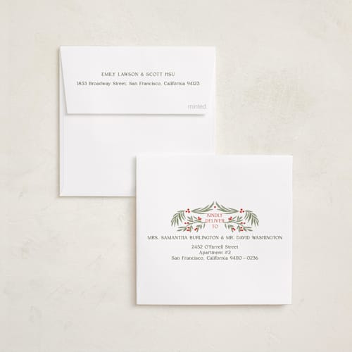 This is a eggnog holiday card ornaments with standard by Elly called flourish wreath printing on recycled smooth signature in ornament