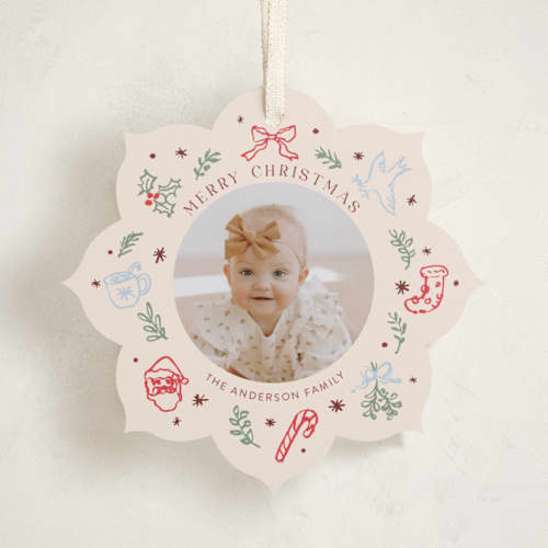 This is a pudding holiday card ornaments with standard by Cass Loh called festive doodles printing on recycled smooth signature in ornament