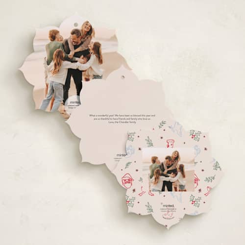 This is a pudding holiday card ornaments with standard by Cass Loh called festive doodles printing on recycled smooth signature in ornament