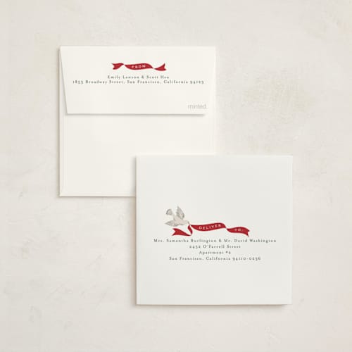 This is a evergreen holiday card ornaments with standard by Everett Paper Goods called dove wreath printing on signature in ornament
