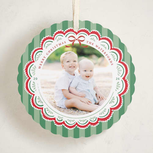 This is a fir holiday card ornaments with standard by Mansi Verma called festive folk printing on recycled smooth signature in ornament