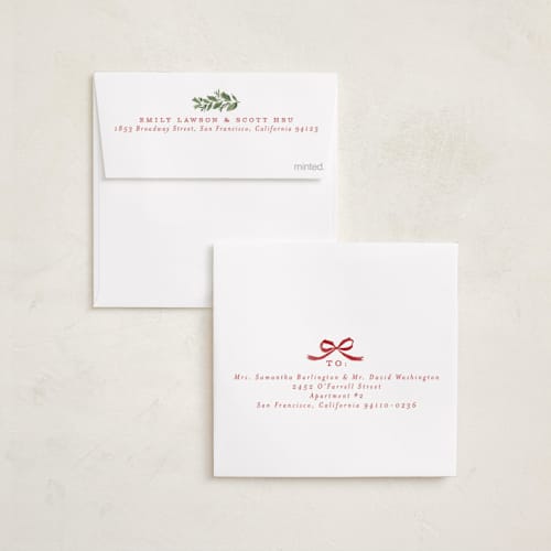 This is a sleigh holiday card ornaments with standard by Everett Paper Goods called wreath of doves printing on recycled smooth signature in ornament