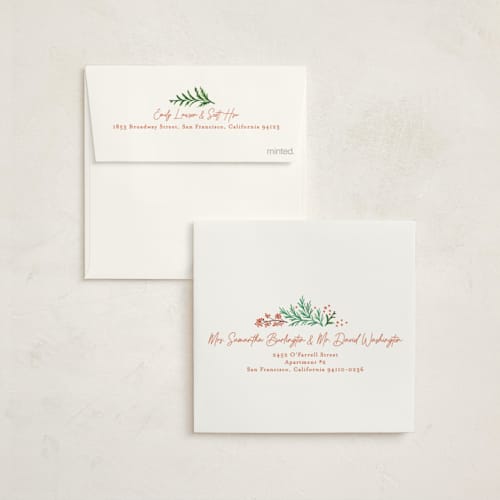 This is a evergreen holiday card ornaments with standard by Alethea and Ruth called wreath greens printing on signature in ornament