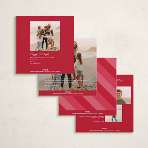 This is a cherry foil pressed holiday cards with foil pressed by Kamala Nahas called merry slide printing on recycled smooth signature in square