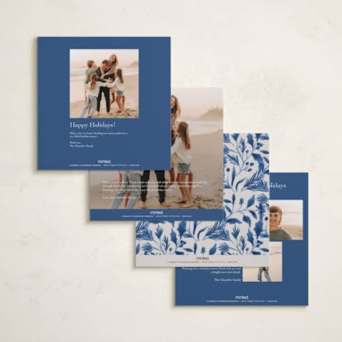 This is a porcelain foil pressed holiday cards with foil pressed by Elly called a peaceful winter printing on recycled smooth signature in square
