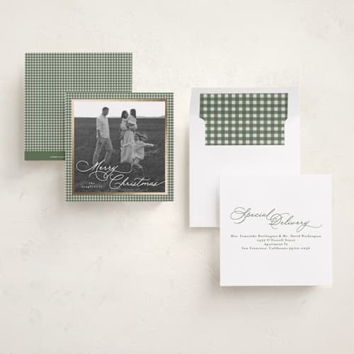 This is a forest foil pressed holiday cards with foil pressed by Tamara Hilje called allegro printing on recycled smooth signature in square