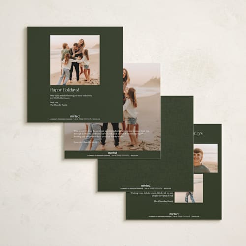 This is a pine foil pressed holiday cards with foil pressed by Tina Faselli called traditional linen printing on recycled smooth signature in square