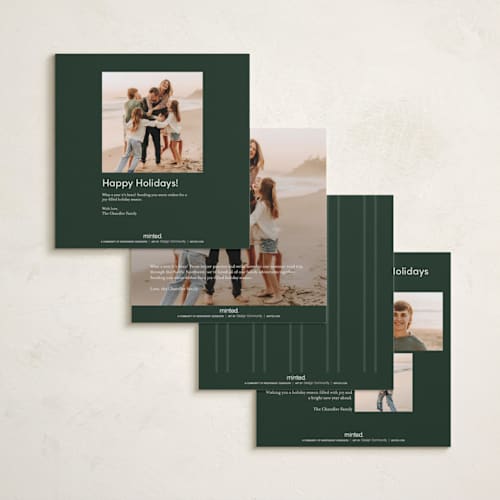 This is a pine foil pressed holiday cards with foil pressed by Dana Duricekova called minimal lines printing on recycled smooth signature in square