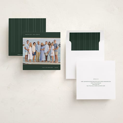 This is a pine foil pressed holiday cards with foil pressed by Dana Duricekova called minimal lines printing on recycled smooth signature in square