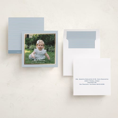 This is a pool foil pressed holiday cards with foil pressed by Annie Shapiro called spirit printing on recycled smooth signature in square