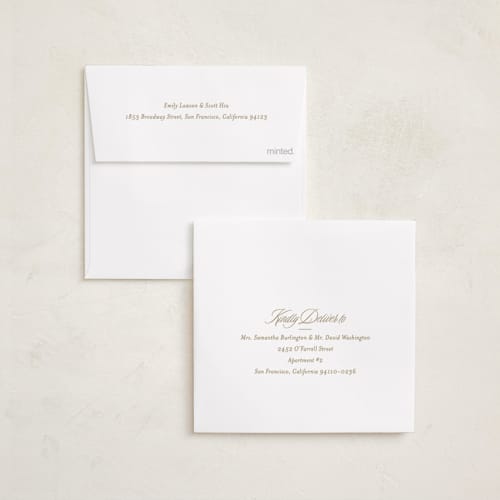 This is a caramel foil pressed holiday cards with foil pressed by Angela Garrick called merry squares printing on recycled smooth signature in square