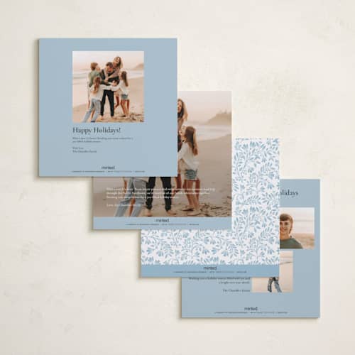 This is a bluebell foil pressed holiday cards with foil pressed by Anna Black called floral cascade printing on recycled smooth signature in square