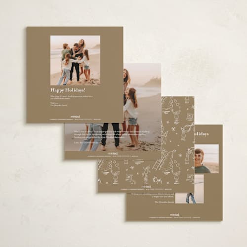 This is a snow foil pressed holiday cards with foil pressed by Pink House Press called equilateral printing on recycled smooth signature in square