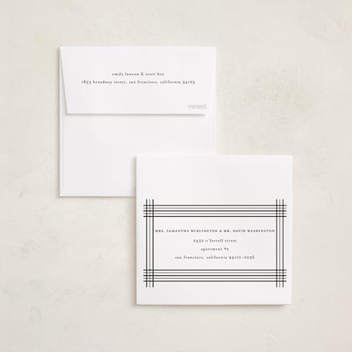 This is a ink foil pressed holiday cards with foil pressed by Blustery August called plaid frame printing on recycled smooth signature in square