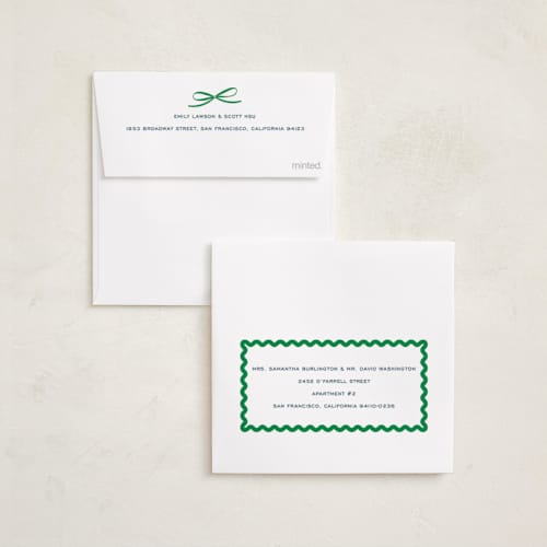 This is a navy foil pressed holiday cards with foil pressed by Erin German called gingham fun printing on recycled smooth signature in square