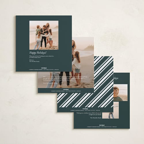 This is a night foil pressed holiday cards with foil pressed by Brooke Chandler called square present printing on recycled smooth signature in square