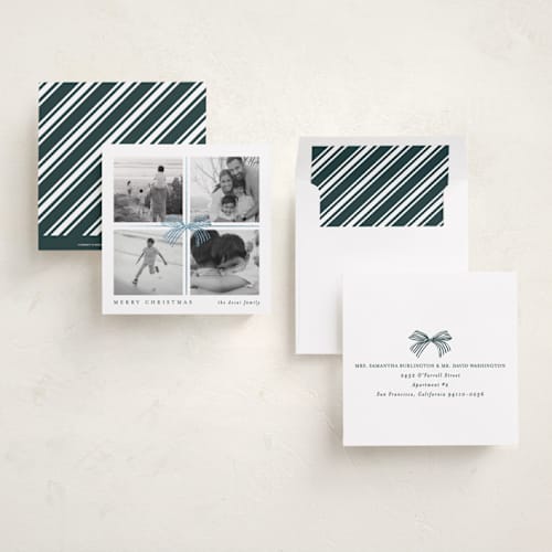 This is a night foil pressed holiday cards with foil pressed by Brooke Chandler called square present printing on recycled smooth signature in square