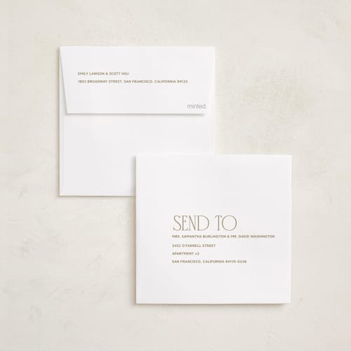 This is a fog foil pressed holiday cards with foil pressed by Ana Sharpe called year in display printing on recycled smooth signature in square