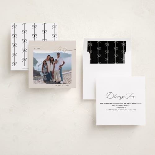 This is a poppy seed foil pressed holiday cards with foil pressed by Susan Zinader called a simple script printing on recycled smooth signature in square