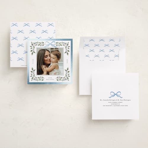 This is a winter foil pressed holiday cards with foil pressed by Itsy Belle Studio called ella printing on recycled smooth signature in square