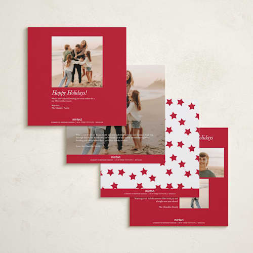 This is a santa suit foil pressed holiday cards with foil pressed by Blustery August called a sparkling christmas season printing on signature in square
