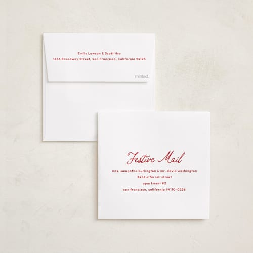 This is a santa suit foil pressed holiday cards with foil pressed by Blustery August called a sparkling christmas season printing on signature in square