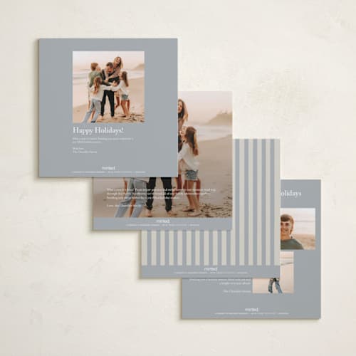 This is a wintermint foil pressed holiday cards with foil pressed by Stephanie Heinrich Godbout called coastal stripe printing on recycled smooth signature in square