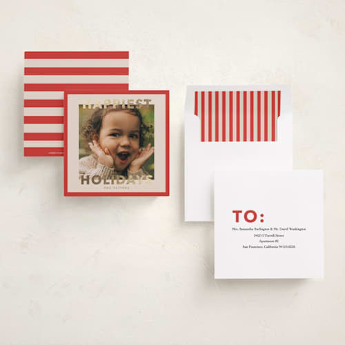 This is a berry foil pressed holiday cards with foil pressed by Angela Thompson called bright border printing on recycled smooth signature in square
