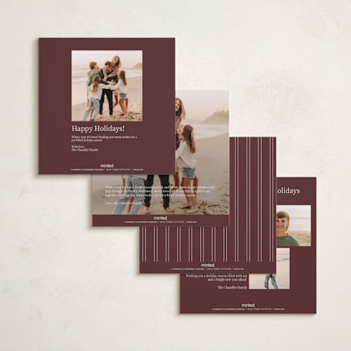 This is a mulled wine foil pressed holiday cards with foil pressed by Cass Loh called frosted heirloom frame printing on recycled smooth signature in square
